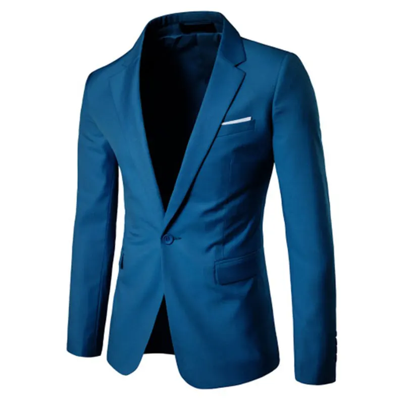 Chest Handkerchief Decor Mens One Button Notched lapel Formal Blazers Slim Fit Suits for Male Jacke