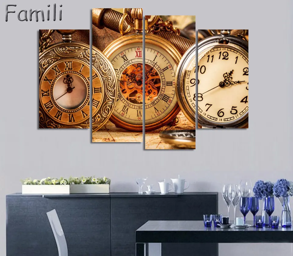 

4Picture Watch Artwork Canvas Painting Wall Art Canvas Paintings For Living Room Wall Cuadros Canvas Prints Photo UnFramed