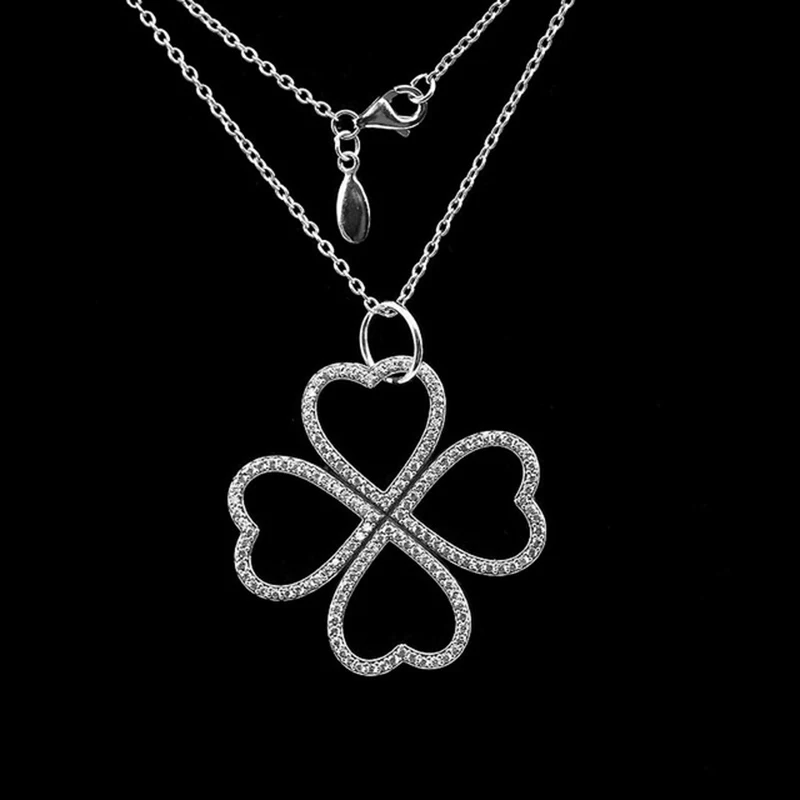 

925 Sterling Silver Pendant Necklace Classical Clover 50CM 70CM Pendants & Necklaces For Women fine Jewelry Gilf