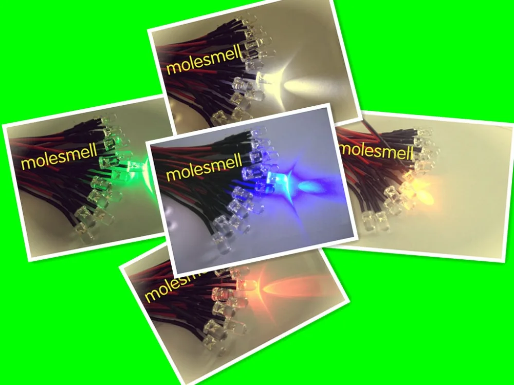 100 Pz 5Mm 5V 12V 24V Lampeggiante Rosso, Giallo, Blu, Verde, Bianco Lampeggiante Led Lampada Set Pre-Cablato 5Mm 5V 12V 24V Dc Cablato