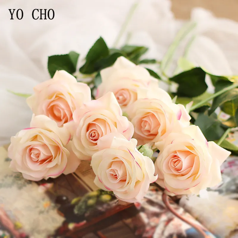 YO CHO настоящий сенсорный искусственный цветок, шелковые пионы, Розовый Белый Букет пионов, свадебные, вечерние, Декоративные искусственные цветы