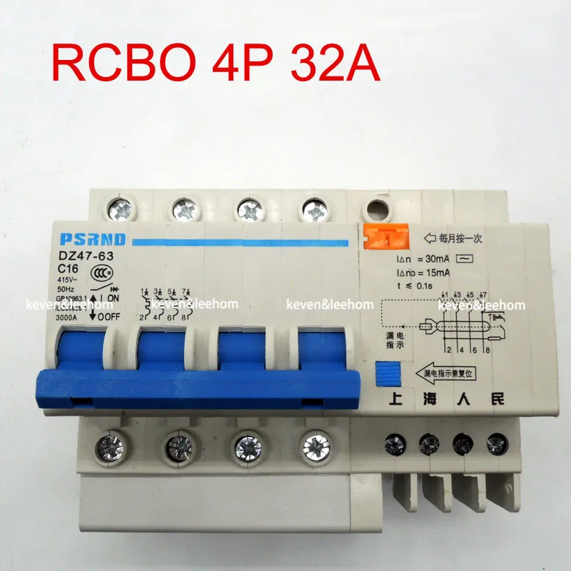 

DZ47LE 4P 32A 220 380V Small earth leakage circuit breaker DZ47LE-32A Household leakage protector switch RCBO high quality