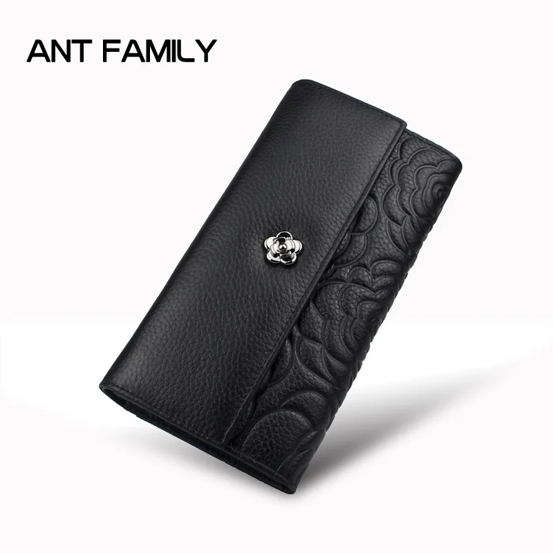 

Luxury Brand Wallet Long Genuine Leather Women Wallet 2019 New Money Bag Purse Female Clutch Ladies Real Leather Wallets Black