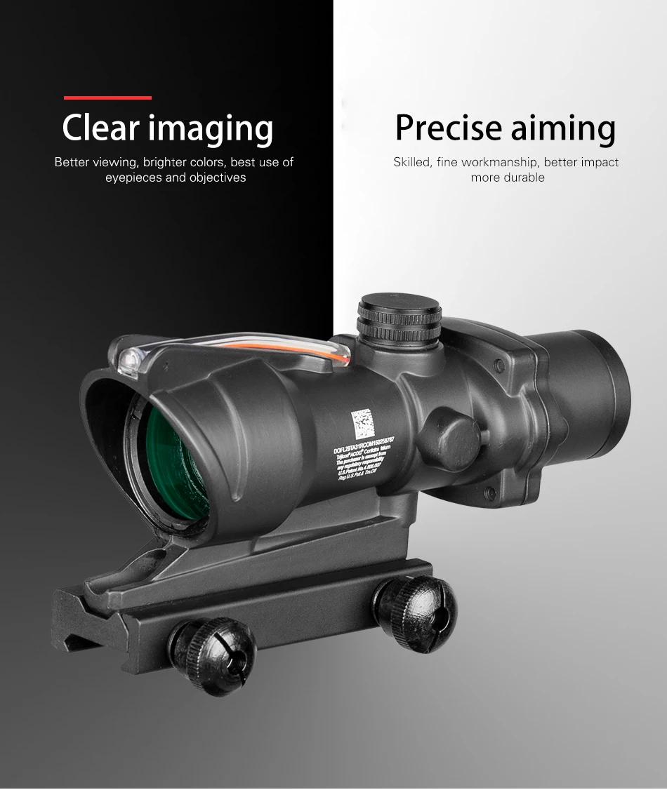Trijicon ACOG 4X32 Scope Fiber Optics Red Dot Adjustable Illuminated Chevron Glass Etched Reticle Tactical Hunting Sight