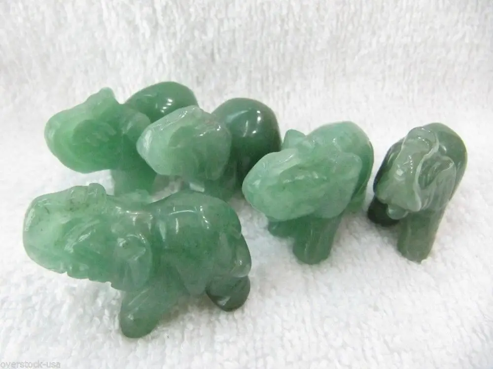 

J.Lee 5PCS 1.2INCH Natural Chinese Aqua Jade Carved Elephant Statue