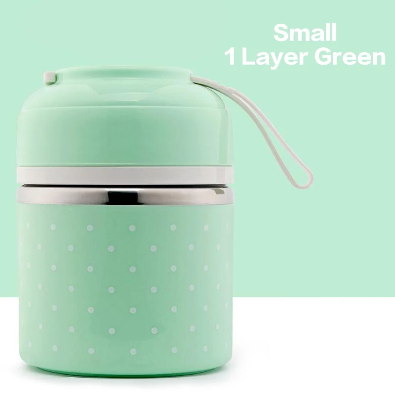 1 Layer Green WORTHBUY PT Прямая поставка Японский милый Ланч-бокс для детей школьная портативная коробка для бенто герметичный контейнер для еды из нержавеющей стали - Цвет: 1 Layer Green