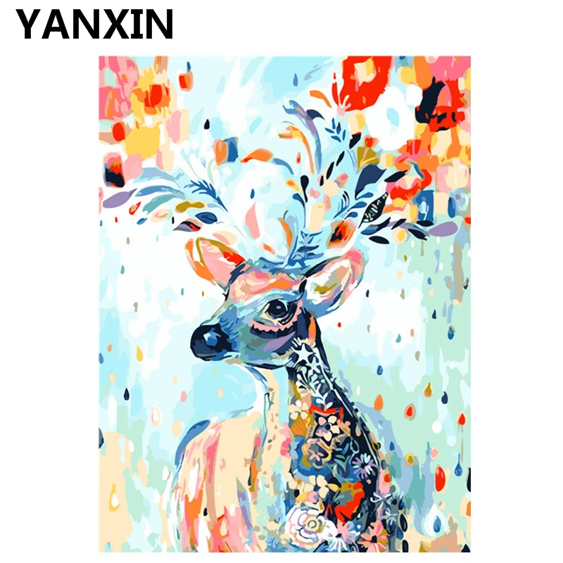 YANXIN DIY Frame Painting By Numbers Oil Paint Wall Art Pictures Decor