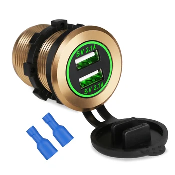 

12v 24v USB Boat Charger Motorcycle Power Car Outlet Adapter Cigarette Lighter 5V 4.2A Dual USB Charger Outlet Auto 2 Ports
