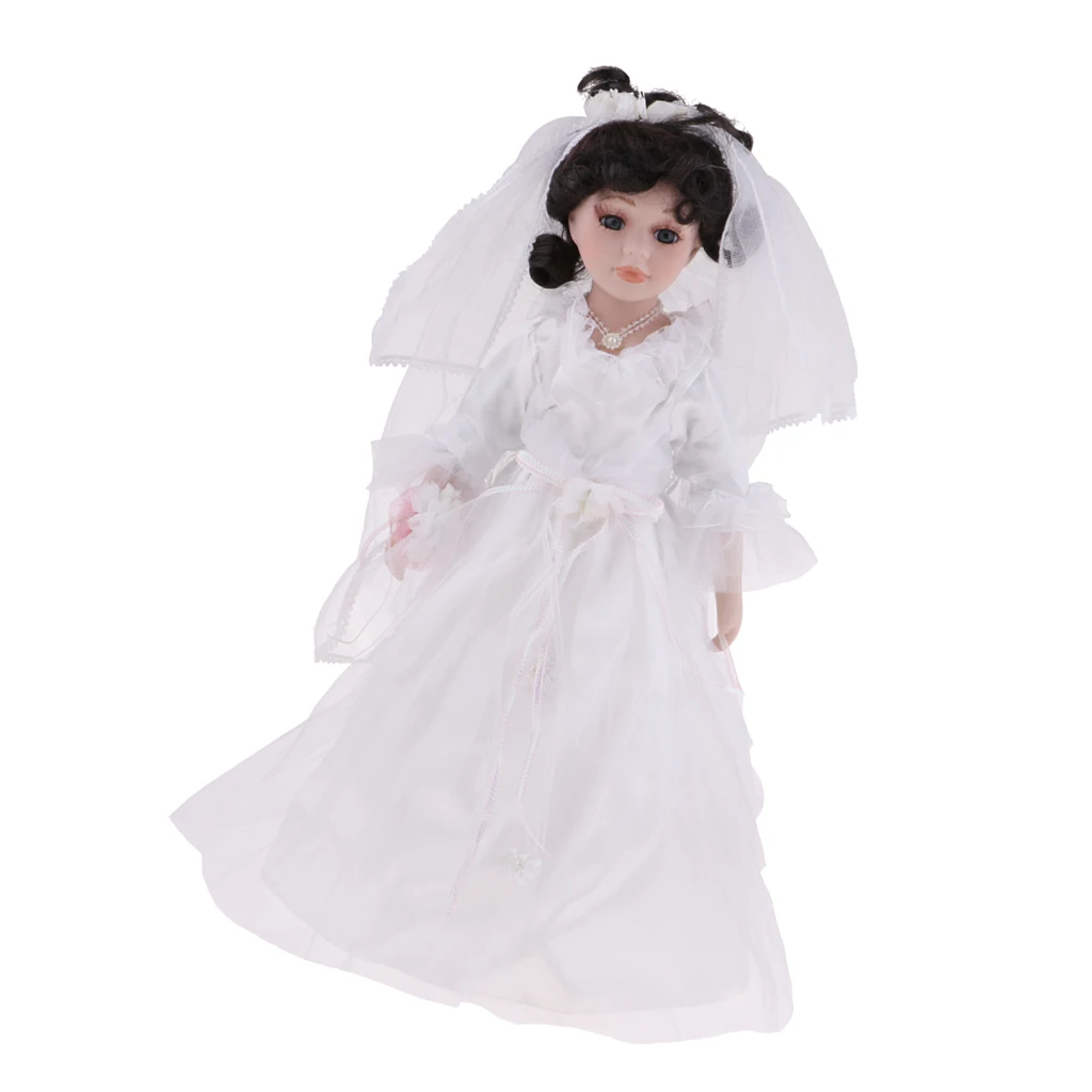 40cm Victorian Porcelain Doll with Wedding Dress White Home Display Decoration Gifts