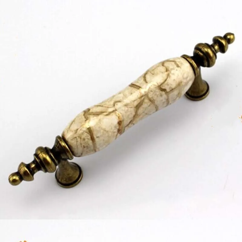 76mm Bronze kitchen cabinet handle Marble vein ceramic drawer cupboard dresser door pull 3 vintage furniture