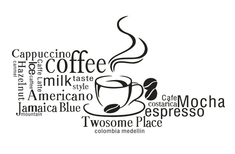 Calcomanía de pared de tienda de café palabras de letras mural de colección  adhesivo artístico de pared cafetería Bar comedor habitación decoración del  hogar|home decor|art wall stickerwall sticker - AliExpress