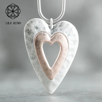 

Love Heart Pendant Jewelry Long Necklace Women Trendy Choker Link Chain Female Vintage Jewellery Suspension necklaces & pendants