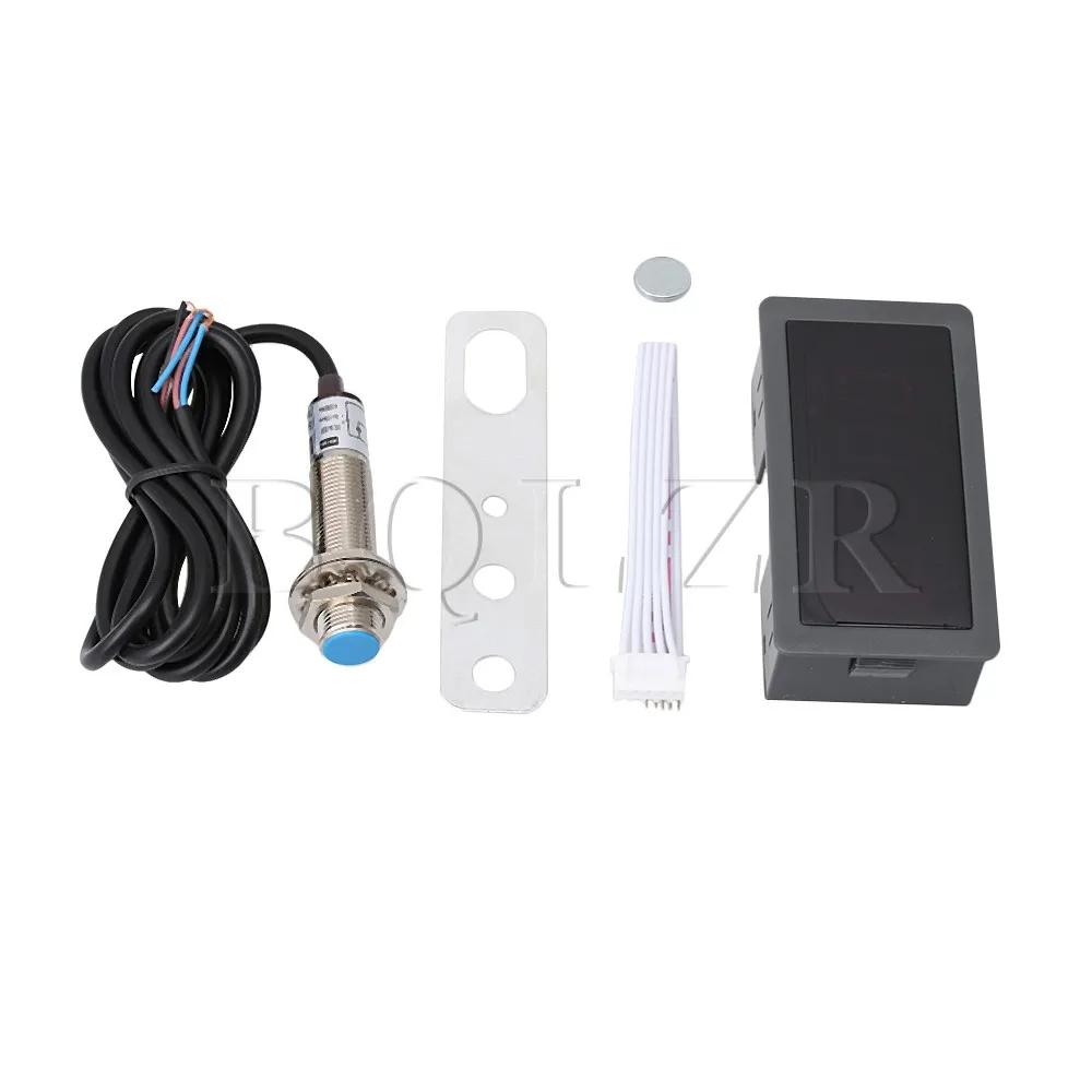

BQLZR DC8-24V 10-9999RPM Red Digital Display Motor CF5135C-Z LED Tachometer + Hall Proximity Switch Sensor NPN/PNP w/ Bracket