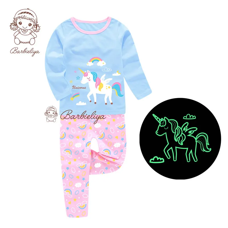 Детская Хлопковая пижама для маленьких мальчиков; Enfant; пижамный комплект для девочек; светящаяся Сова; Пижама для маленьких девочек; одежда для сна с изображением русалки; одежда для детей