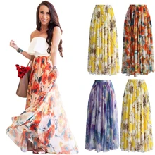 Летнее платье в богемном стиле Для женщин Повседневное свободное с цветочным принтом шифоновая блузка с длинными рукавами и юбка пляжная одежда