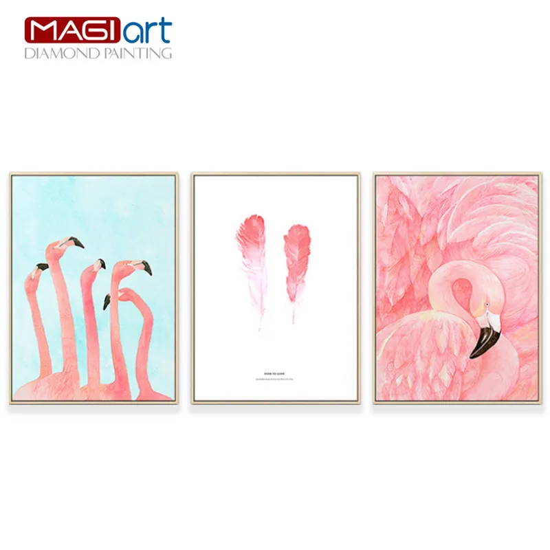 

Diamond painting accessories,Diamond embroidery,5D DIY mosaic Diamant, picture of rhinestones,full round Flamingo triple ZMA016
