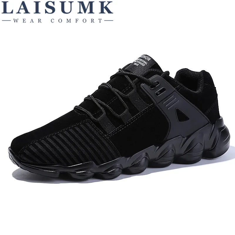 2017 LAISUMK Men Casual Shoes Autumn Lace Up Style Waterproof Suede Black Gray Yellow Fashion Man