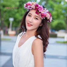 2 pcs Main Femme Filles De Fleur De Marguerite Bandeau Partie De Mariage Tissu Fleur Guirlande Cheveux turquoise Fleur Couronne Cheveux Accessoires