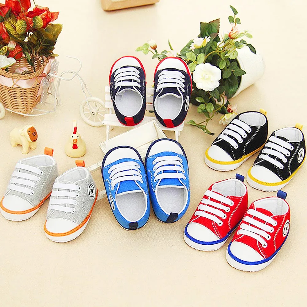 Newborn Baby Girls Boy Football Sneaker Anti-slip Soft Sole Toddler Canvas Shoes