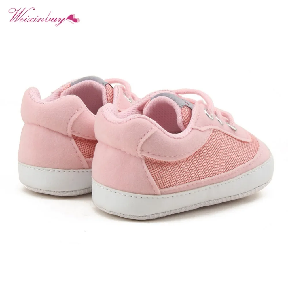 WEIXINBUY Newborn Baby Boy Girl Shoes First Walkers Spring Autumn Baby Boy Soft Sole Shoes Infant Canvas Crib Shoes 0-18 Months