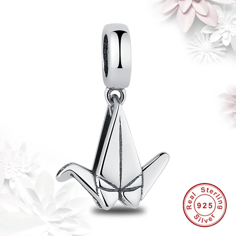 ELESHE European Thousand Paper Cranes Beads Fit ELESHE Charms Silver 925 Original Bracelet DIY Beads Sterling-Silver-Jewelry
