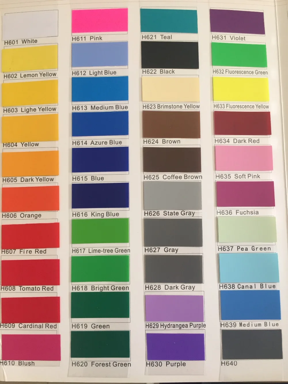 color chart