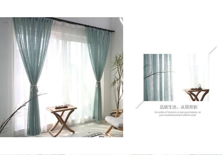 Синие шторы, однотонный тюль, на окно, современный, для гостиной, лен, белый тюль, занавески из белой пряжи, s039& 30