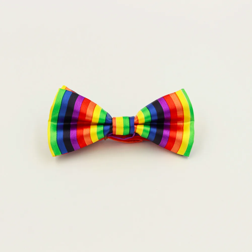 Kids Boys Shine Rainbow Colorful Multi-colored Stripe Party Bowtie Bow ties PROP