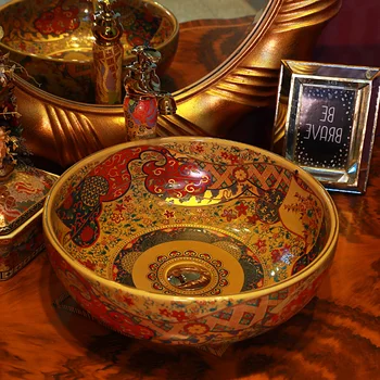 

Chinese Style Ceramic Art Basin Sinks Counter Top washing basin vanity wash basin