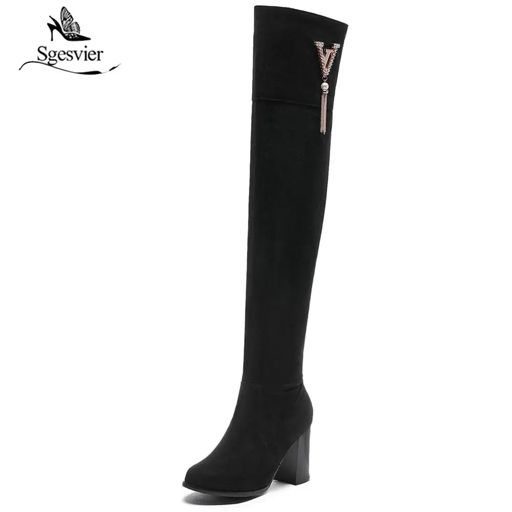 

Sgesvier Fashion Women Over The Knee Boots Slim High Heel Winter Autumn Shoes Zipper Leisure Casual Long Boots Size 34-48 OX522