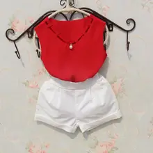 Летняя блузка для маленьких девочек-подростков от 2 до 15 лет Детская шифоновая жемчужная школьная рубашка без рукавов для девочек JW1881