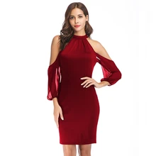 Женская элегантная Сексуальная шифоновая, с вырезом, с открытыми плечами, вечерние, для особых случаев, облегающие платья vestidos