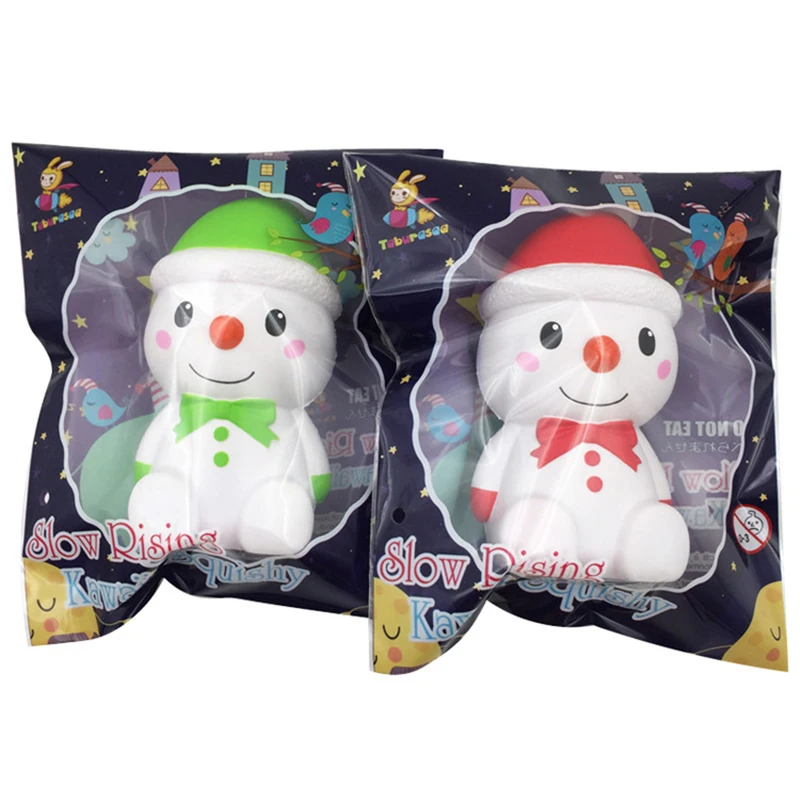 Squishy Slow Rising Christmas Bowknot Snowman kawaii Squishy Jumbo Squeeze Charms Stress Relief Toy Phone Strap kid Juguetes