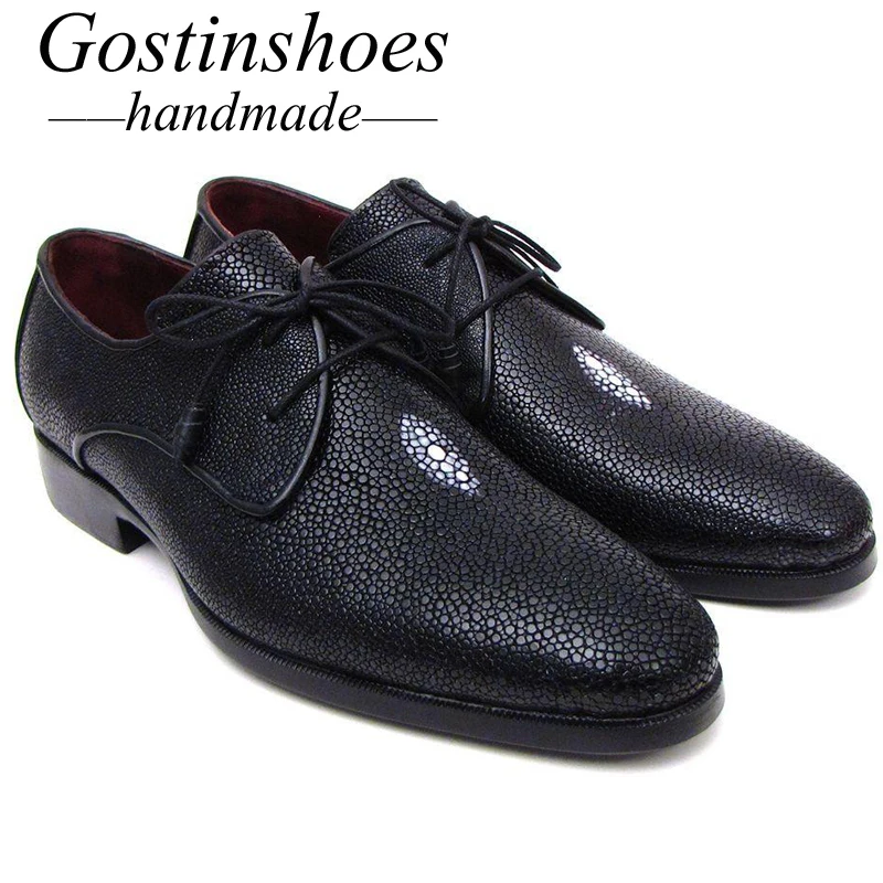 GOSTINSHOES/Роскошные Мужские модельные туфли ручной работы Goodyear; официальная обувь; цвет черный, серый; элегантная мужская обувь для офиса и свадьбы; SCF46