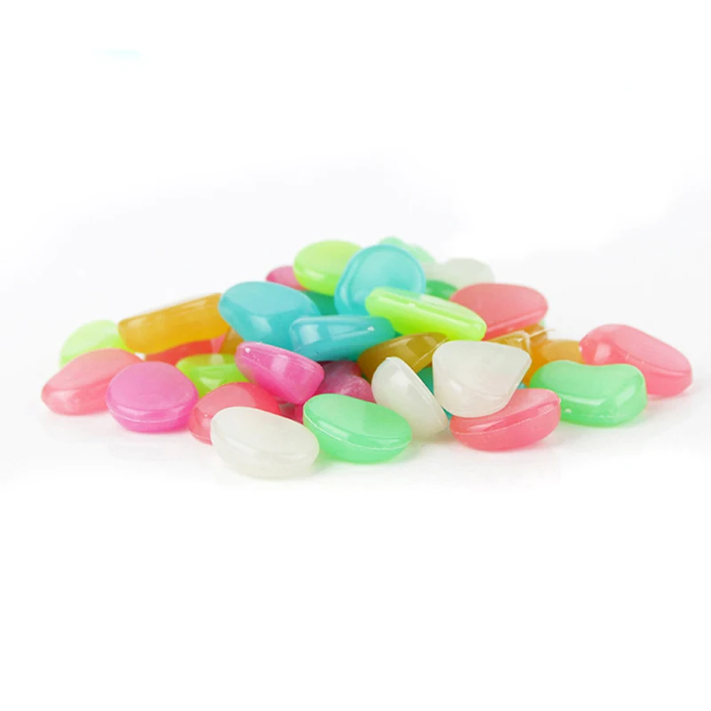 JX-LCLYL 100Pcs Glow in the Dark Pebbles Home Garden Walkway Aquarium Fish Tank Stone