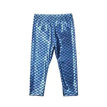 Малышка Русалочка, брюки с рисунком чешуи, Синие леггинсы для маленьких девочек, брюки, хлопковые штаны для маленьких девочек на осень/весну/зиму