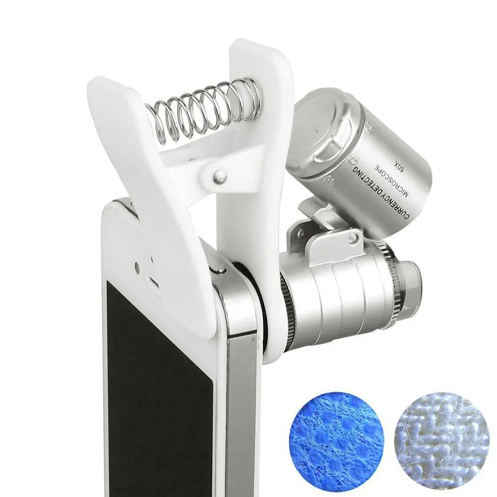 Мобильный телефон клип Тип 60 раз Универсальный практическое увеличительное стекло видео микроскоп увеличение линзы