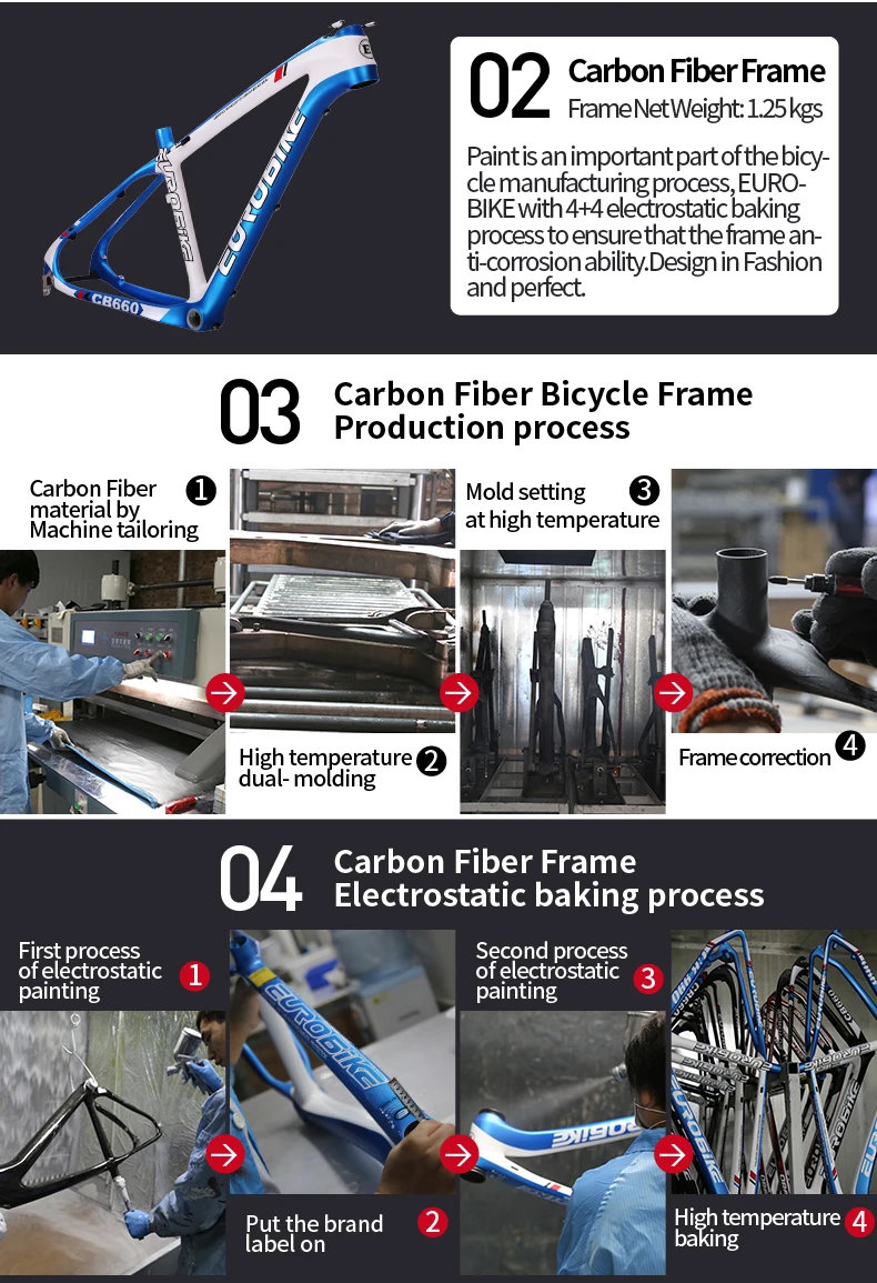 Sale EUROBIKE 26 Inches Carbon Fiber Mountain Bikes Dual Hydraulic Disc Brake Shock Fork 1