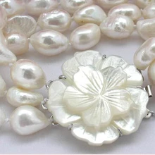 Z512 красивая 3 strands " белый барокко пресной воды жемчужный браслет благородный стиль естественно прекрасно jewe быстрая
