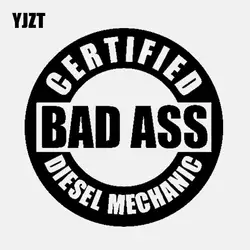 YJZT 14 см * см CERTIFIED BAD ASS дизель механик виниловая наклейка автомобиля стикеры черный/серебристый C3-1027