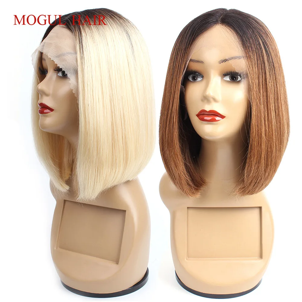 

Mogul Hair 1B 613 Blonde T Part Lace Front Human Hair Wigs Ombre 1B 30 Short Bob Style Indian Straight Non Remy Hair Middle Part