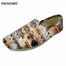 INSTANTARTS/женская повседневная обувь на плоской подошве с изображением кота, мозаика с изображением собаки; летние дышащие текстильные лоферы; обувь для девочек; Zapatos; обувь без застежки