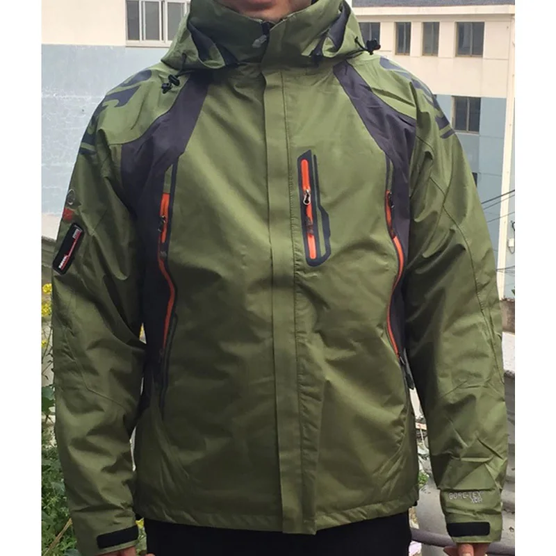Мужские две съемные куртки из материала софтшелл, многофункциональная походная Спортивная одежда для рыбалки, кемпинга, катания на лыжах, дождевой ветровки - Цвет: ArmyGreen