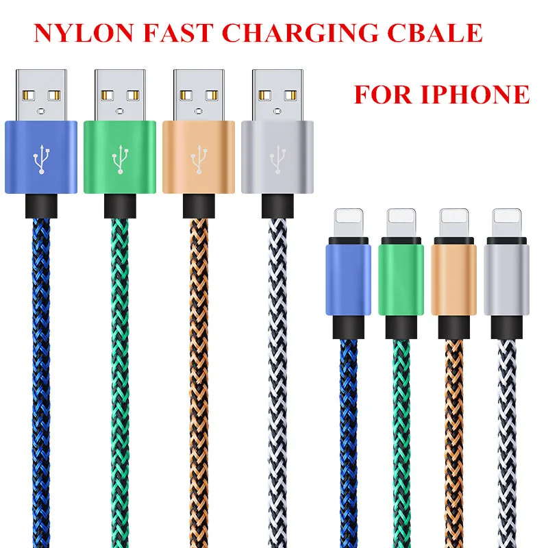 Strong Nylon 30CM Short USB Cable fast Charging charger 8Pin adapter