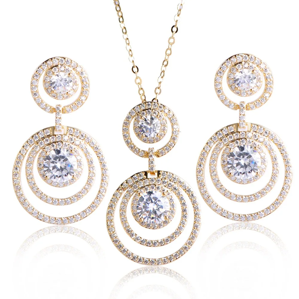 

Dazz Gypsy Round Wedding Jewelry Sets Pendant Necklaces&Earrings For Women Collier Brincos Africa Engagement Bridal Gioiell