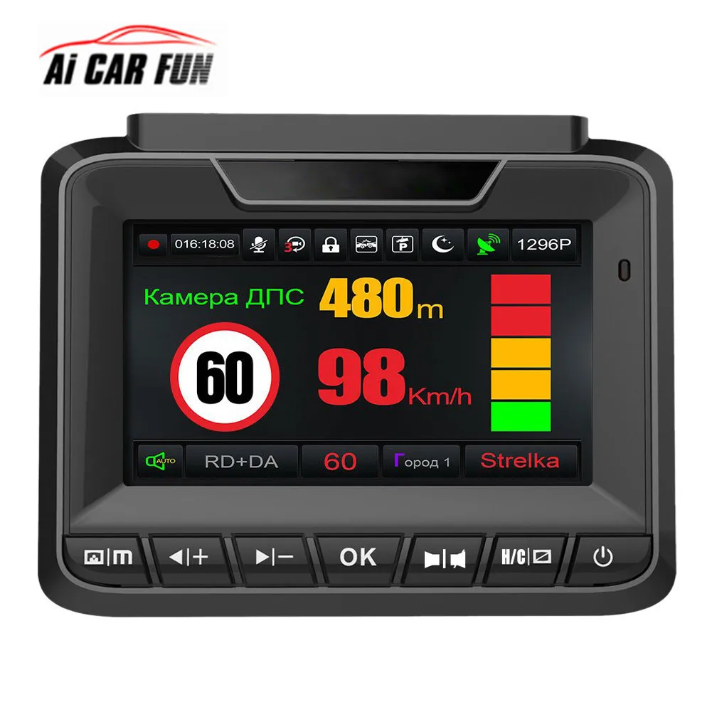 

3'' Auto Radar Detector Dash Cam 1296P Video Recorder GPS Tracking Afspelen Auto Registrators Anti Radar For Russian Car LK901