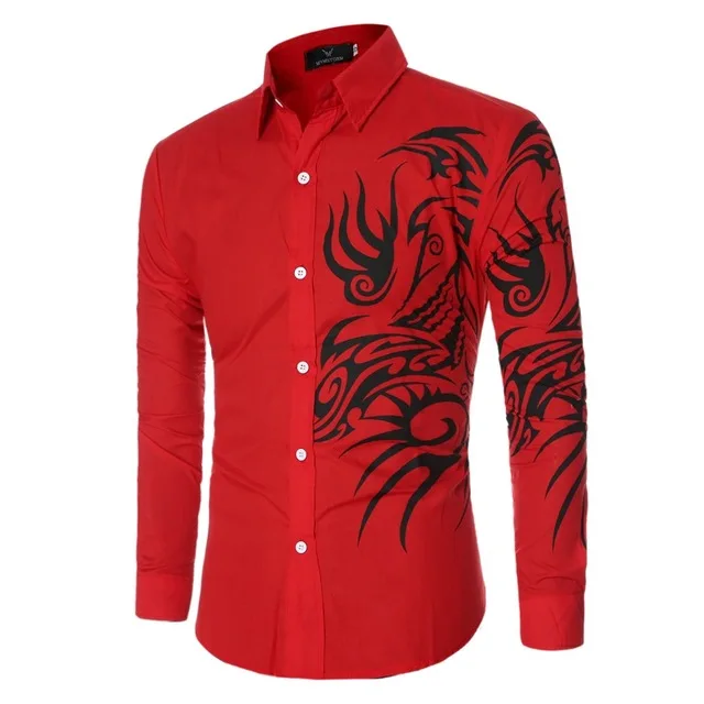 Men's Shirt Men's Dress Men's Fashion Casual Long sleeved L Dragon ...