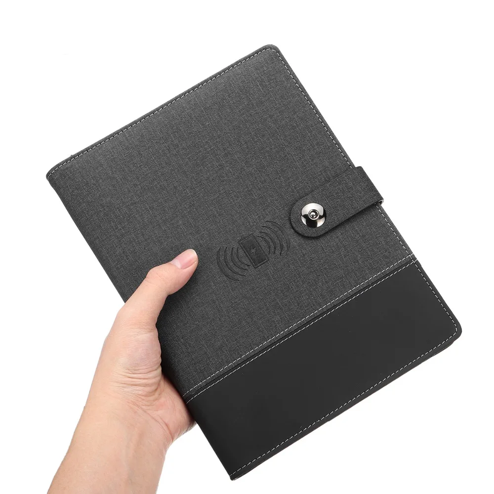 Бизнес блокнот Многофункциональный A5 power Book 8000 mAh power Bank Qi Беспроводная зарядка записная книжка Переплетчик дневник на спирали планировщик