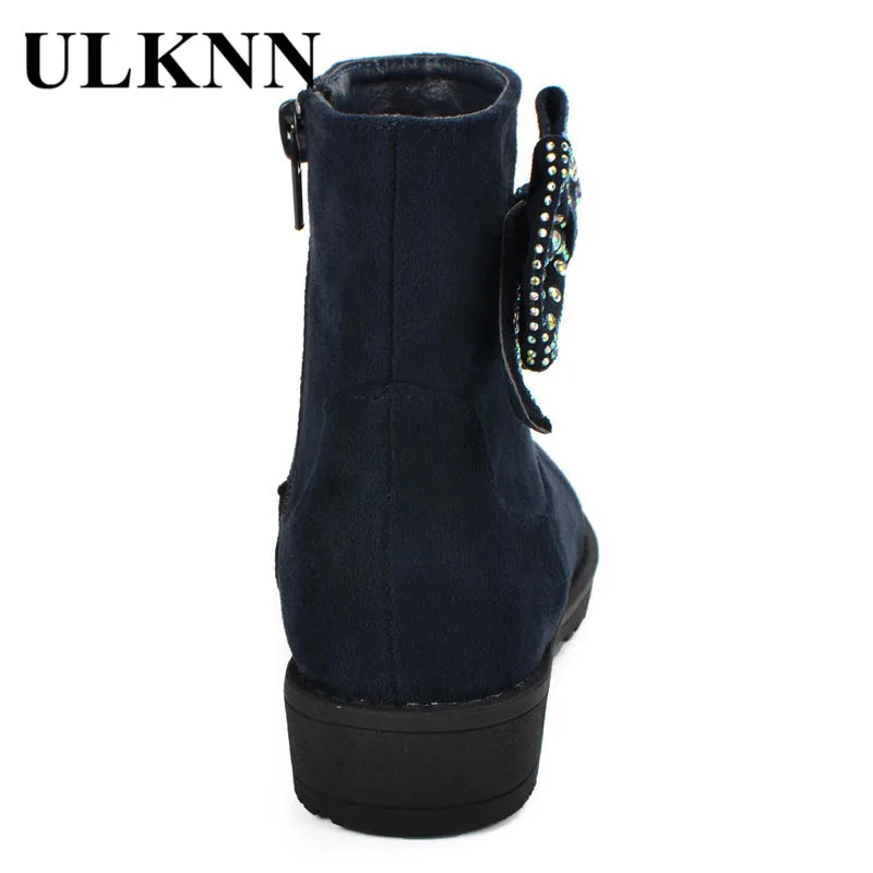 Girls Winter Boots - ULKNN Plush Warm Shoes, Flock Waterproof Kids Botas, Butterfly Crystals Snow Boots for Girls image 3