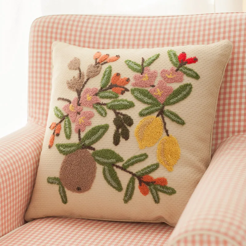 Tarohome Hand embroidery Cushions 45*45cm Pillow Cushion Case Cotton